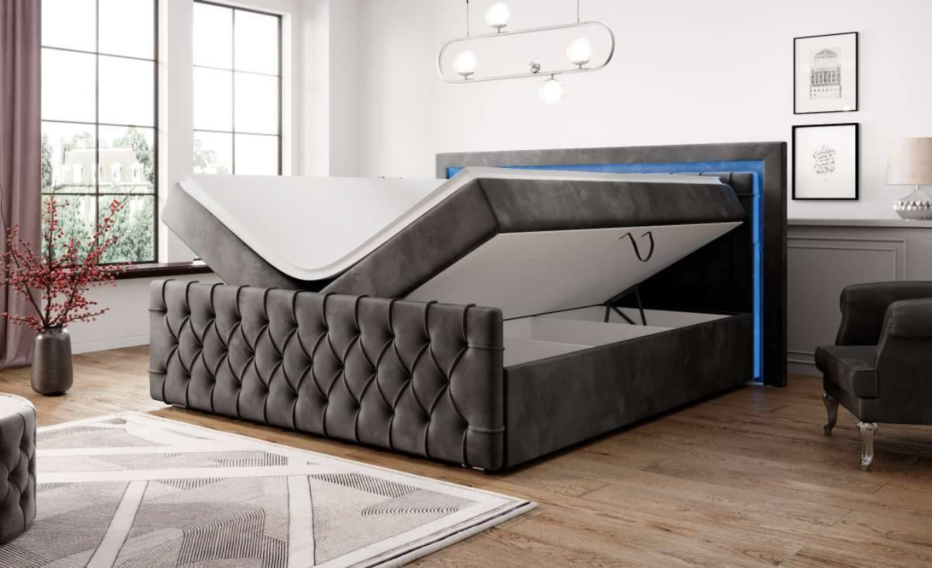Arosa box spring bed - Free topper - With 26 LED lights.