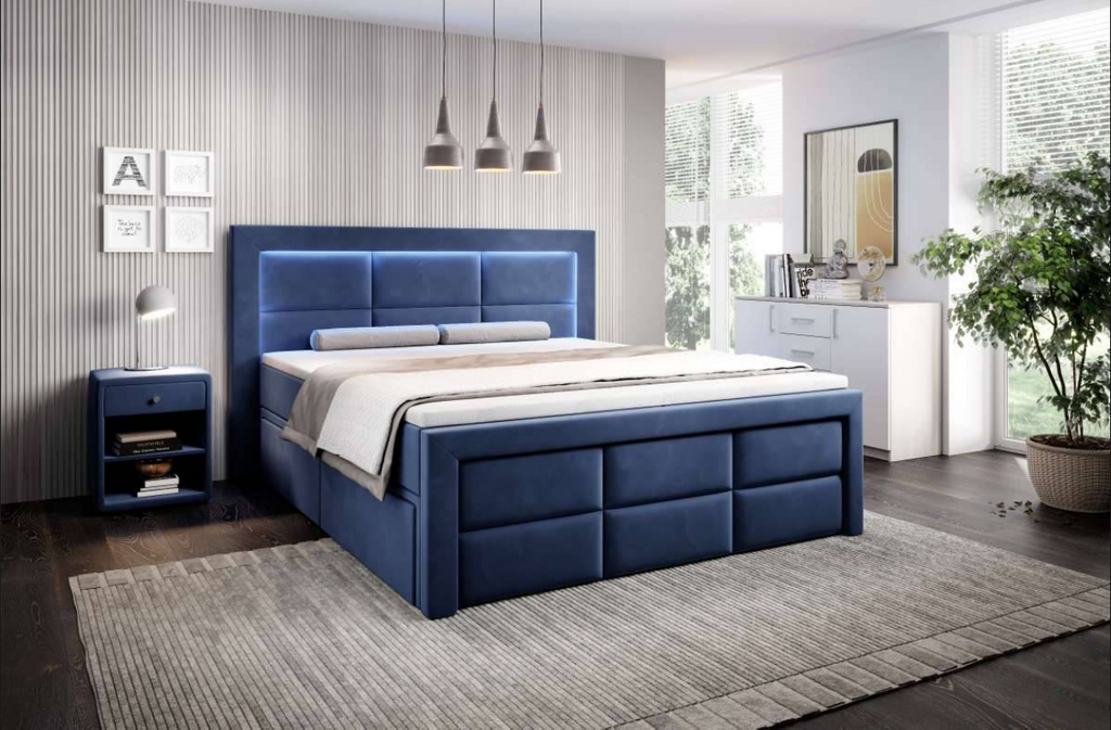 Aspen box spring bed - Free topper - With 26 LED lights.