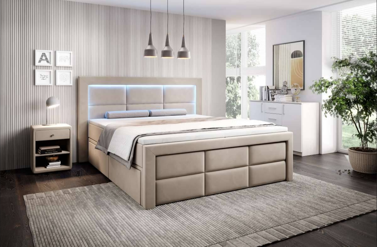 Aspen box spring bed - Free topper - With 26 LED lights.