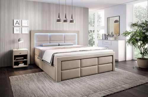 Aspen box spring bed - Free topper - With 26 LED lights.