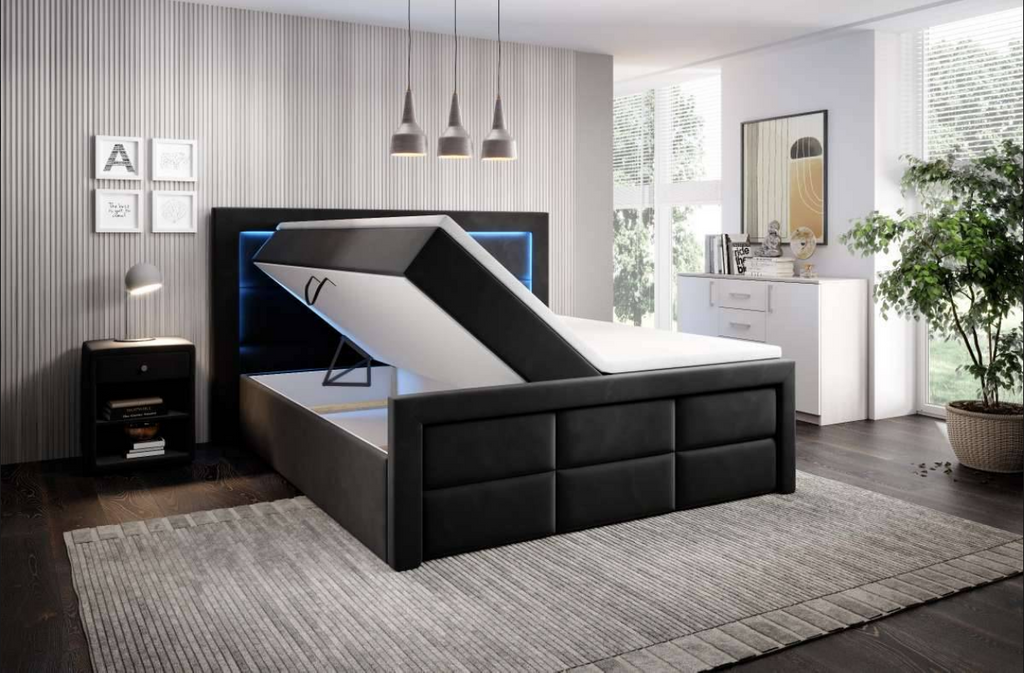 Aspen box spring bed - Free topper - With 26 LED lights.